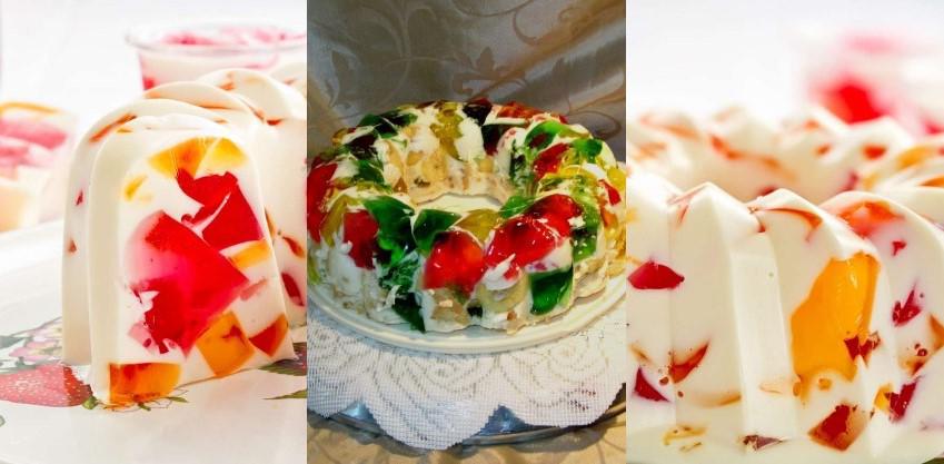 Easy sour cream cake with fruit jelly "Broken Glass"