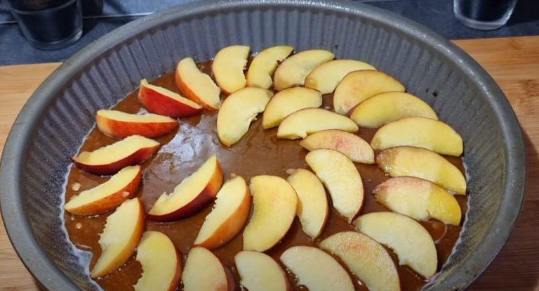 Moist and flavorful caramel and peach pie