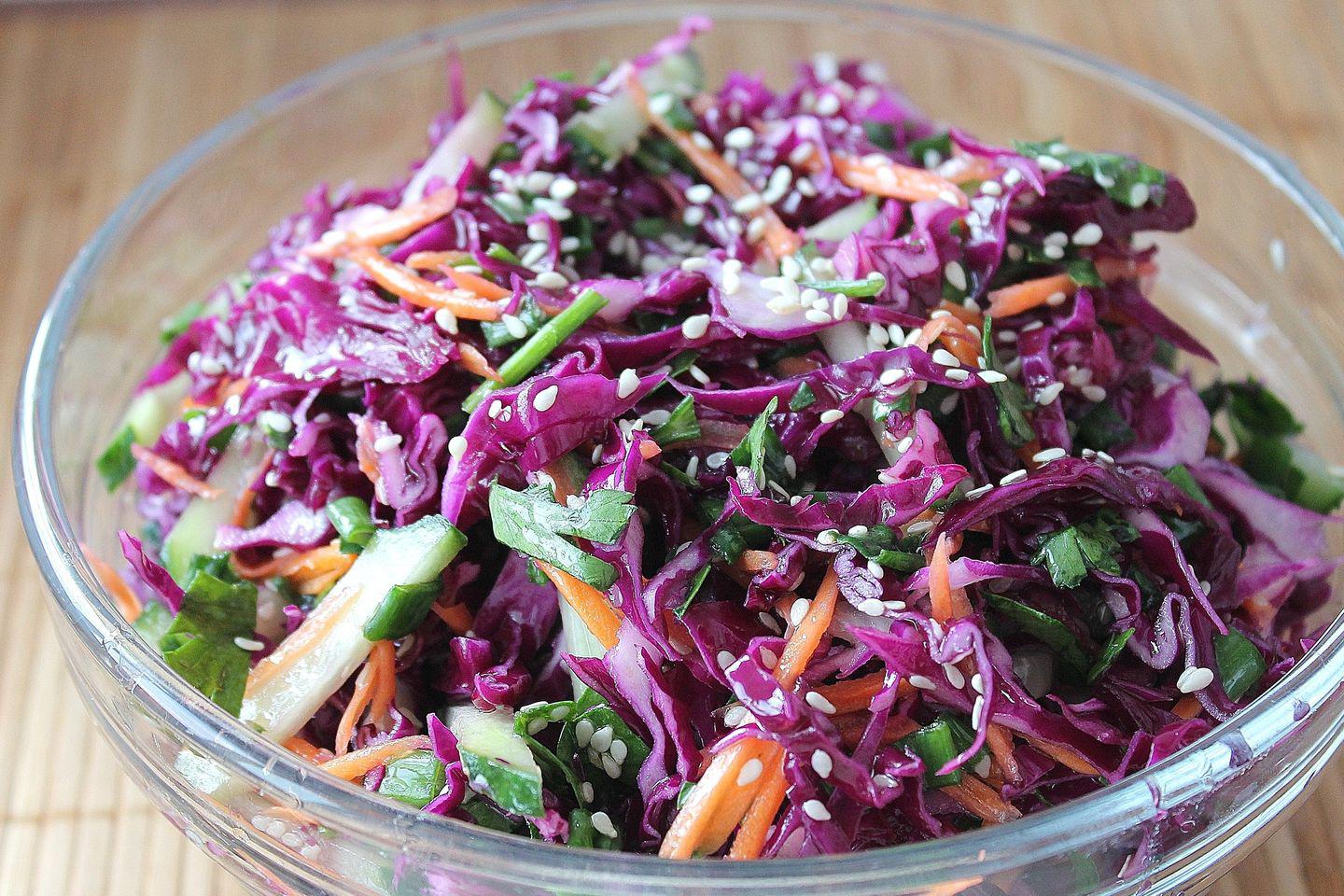 Very tasty and colorful red cabbage salad