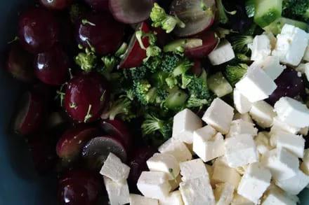Amazing Broccoli Salad with Grapes and Goat Cheese