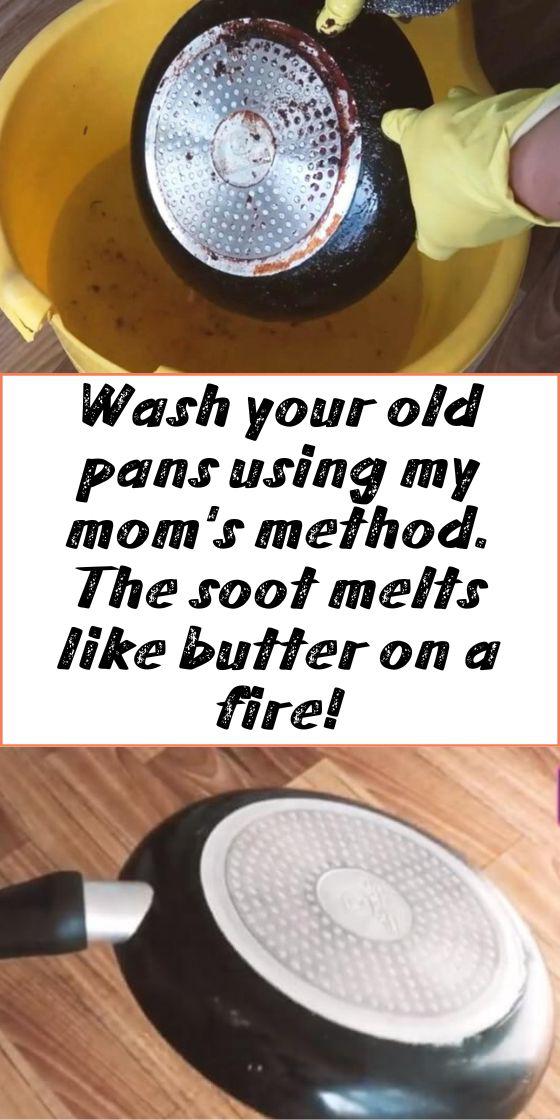 Wash your old pans using my mom's method. The soot melts like butter on a fire!