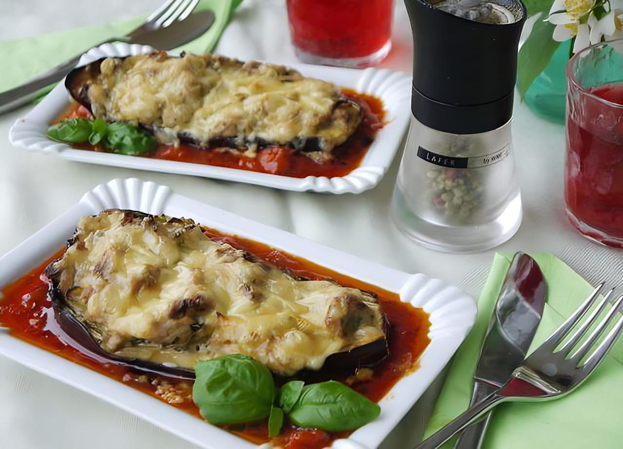 Tuna stuffed eggplants