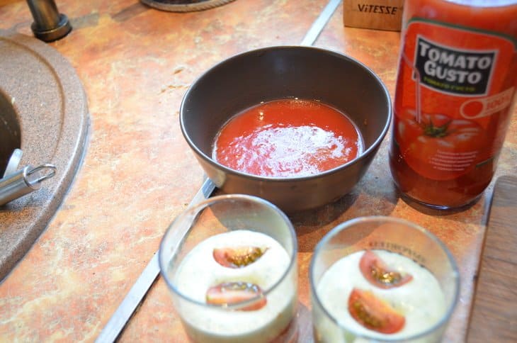 Tomato basil tiramisu