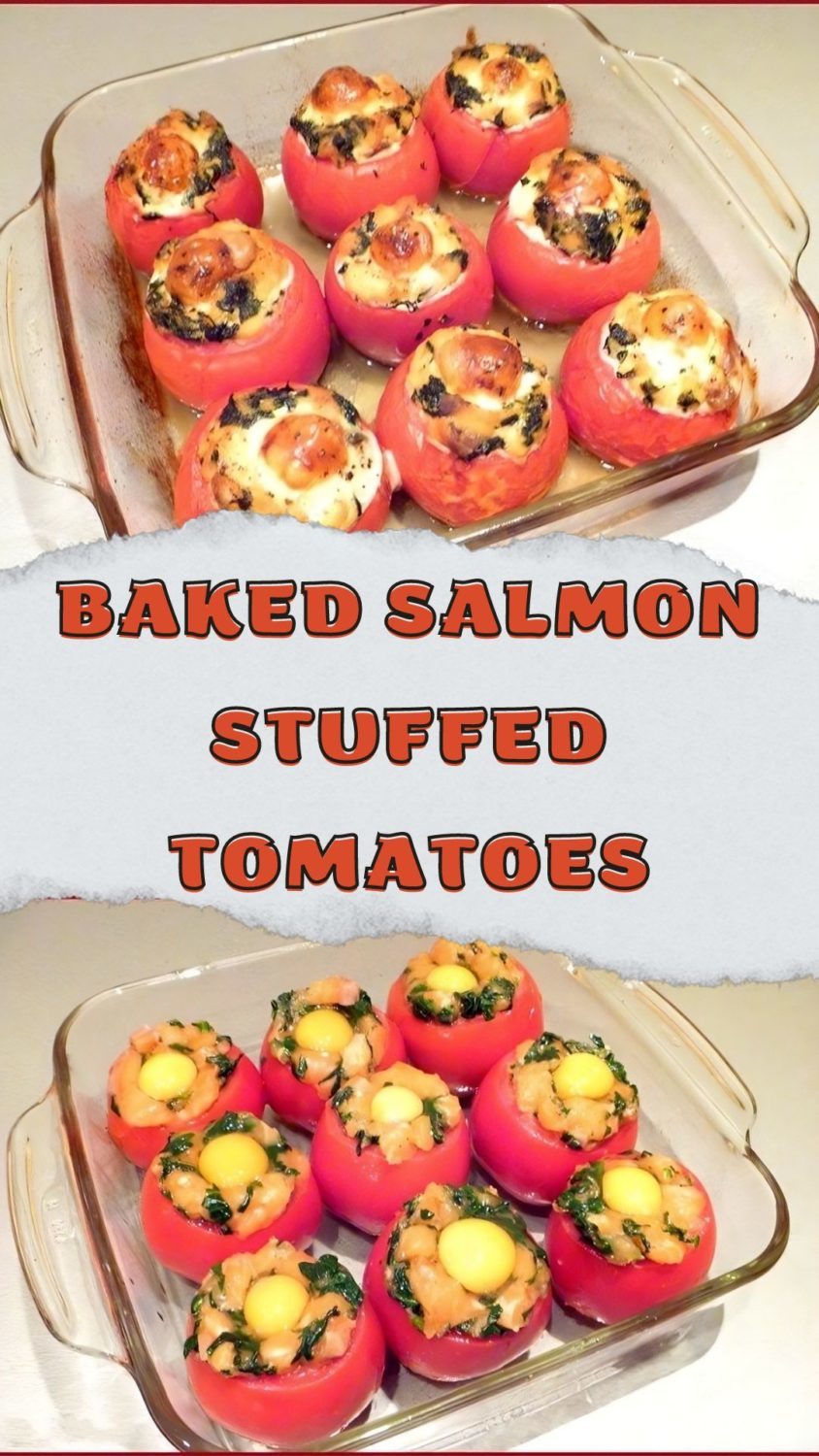 Baked salmon stuffed tomatoes