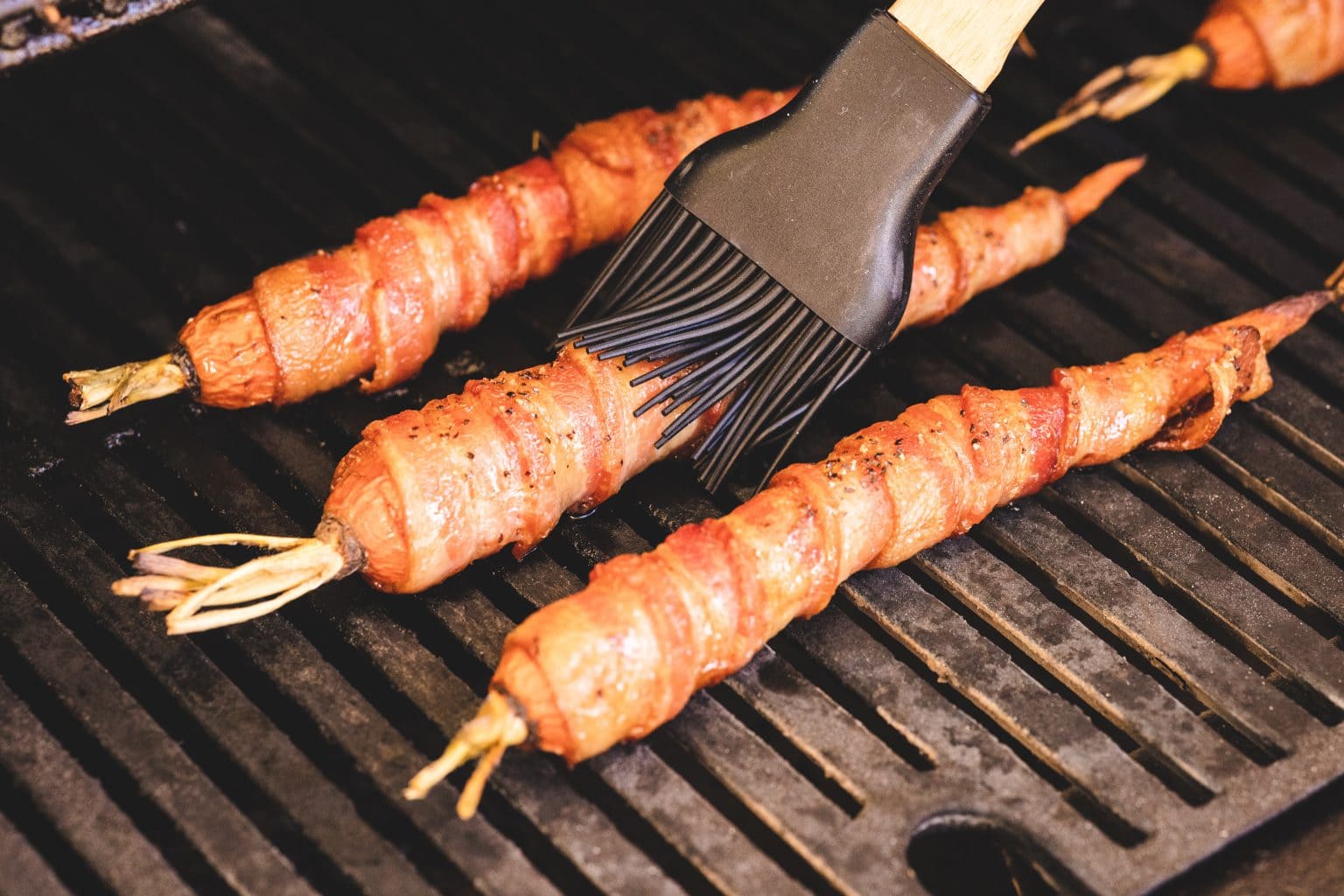 Savory Grilled Maple Glazed Bacon Wrapped Carrots