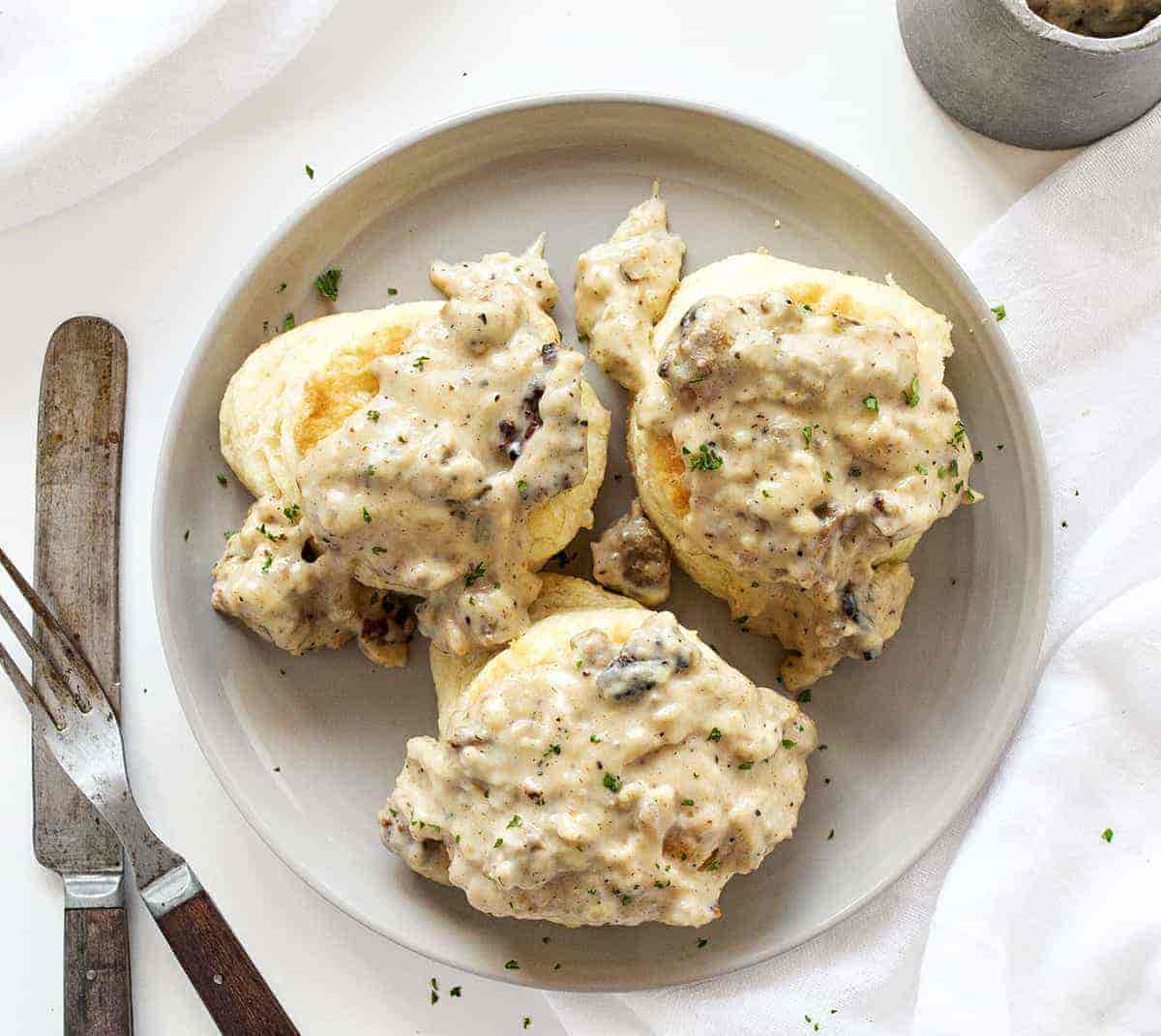 Homestyle Elegance: Elevated Biscuits and Gravy Feast