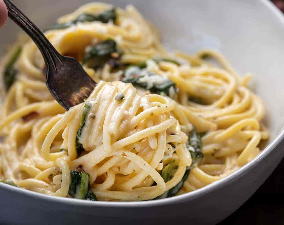Spinach-Infused Asiago Pasta Recipe