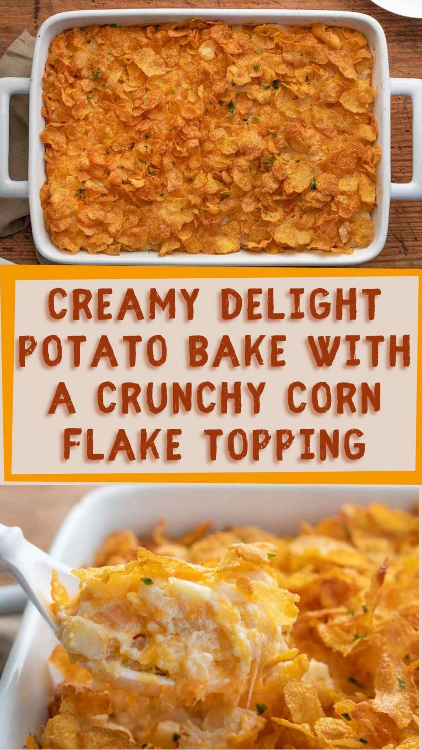 Creamy Delight Potato Bake with a Crunchy Corn Flake Topping